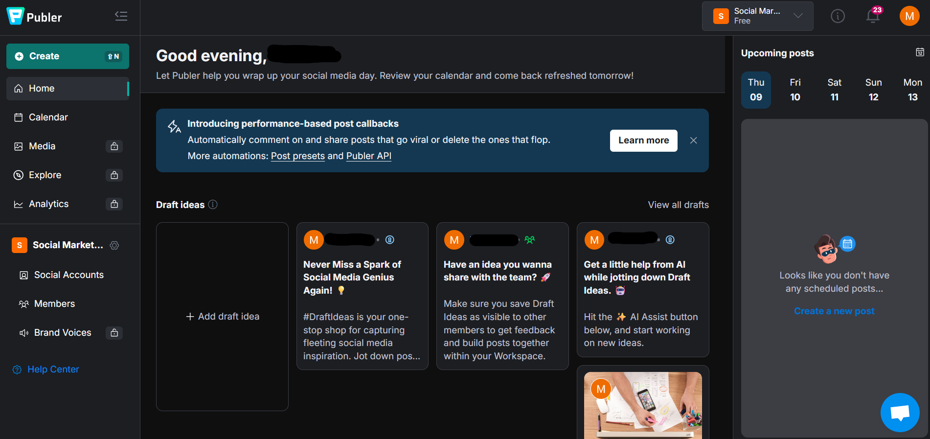 Publer's Dashboard