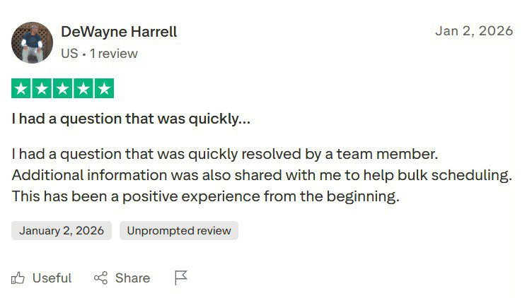 Social Champ's Review on Trustpilot