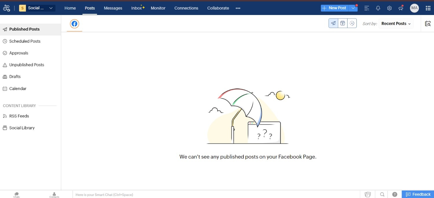 Zoho Social's Dashboard