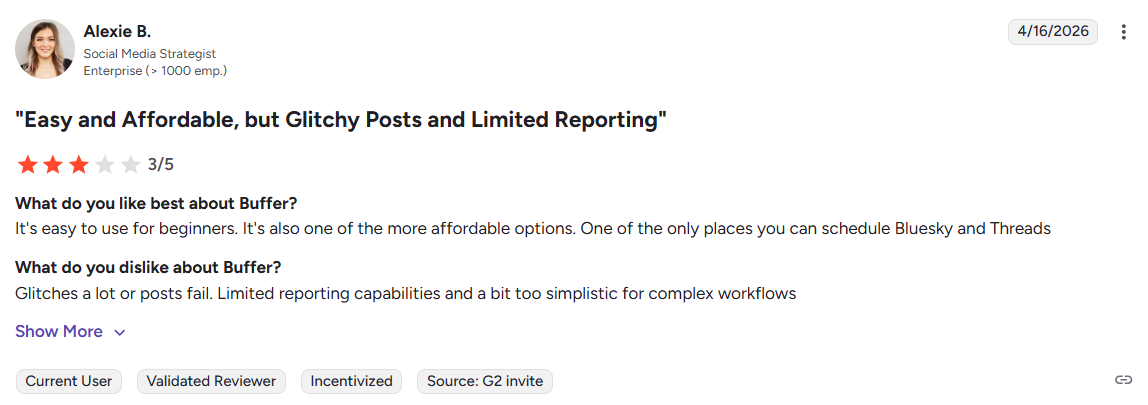 A G2 User Reviewed Buffer