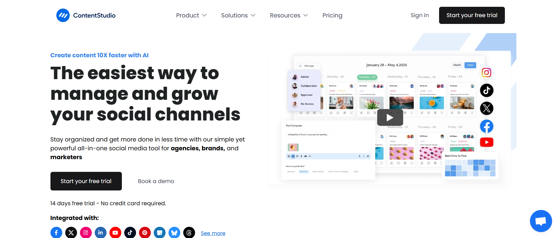 ContentStudio's Landing Page