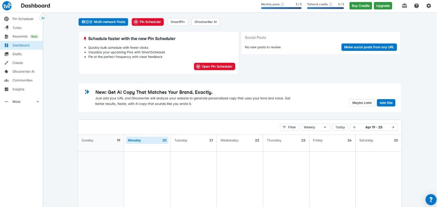 Tailwind's Dashboard