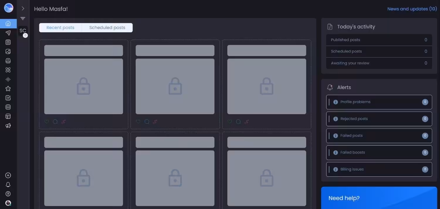 Vista Social's Dashboard
