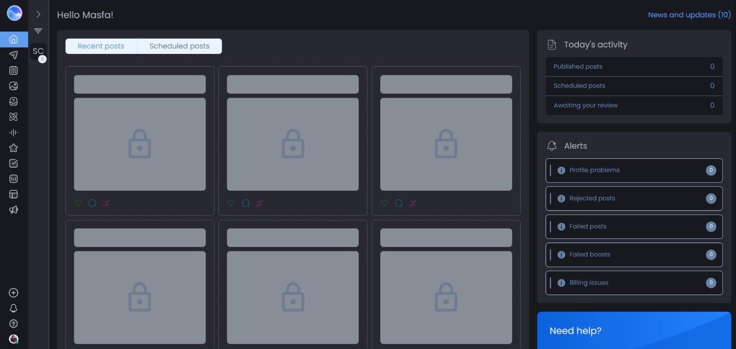 Vista Social's Dashboard