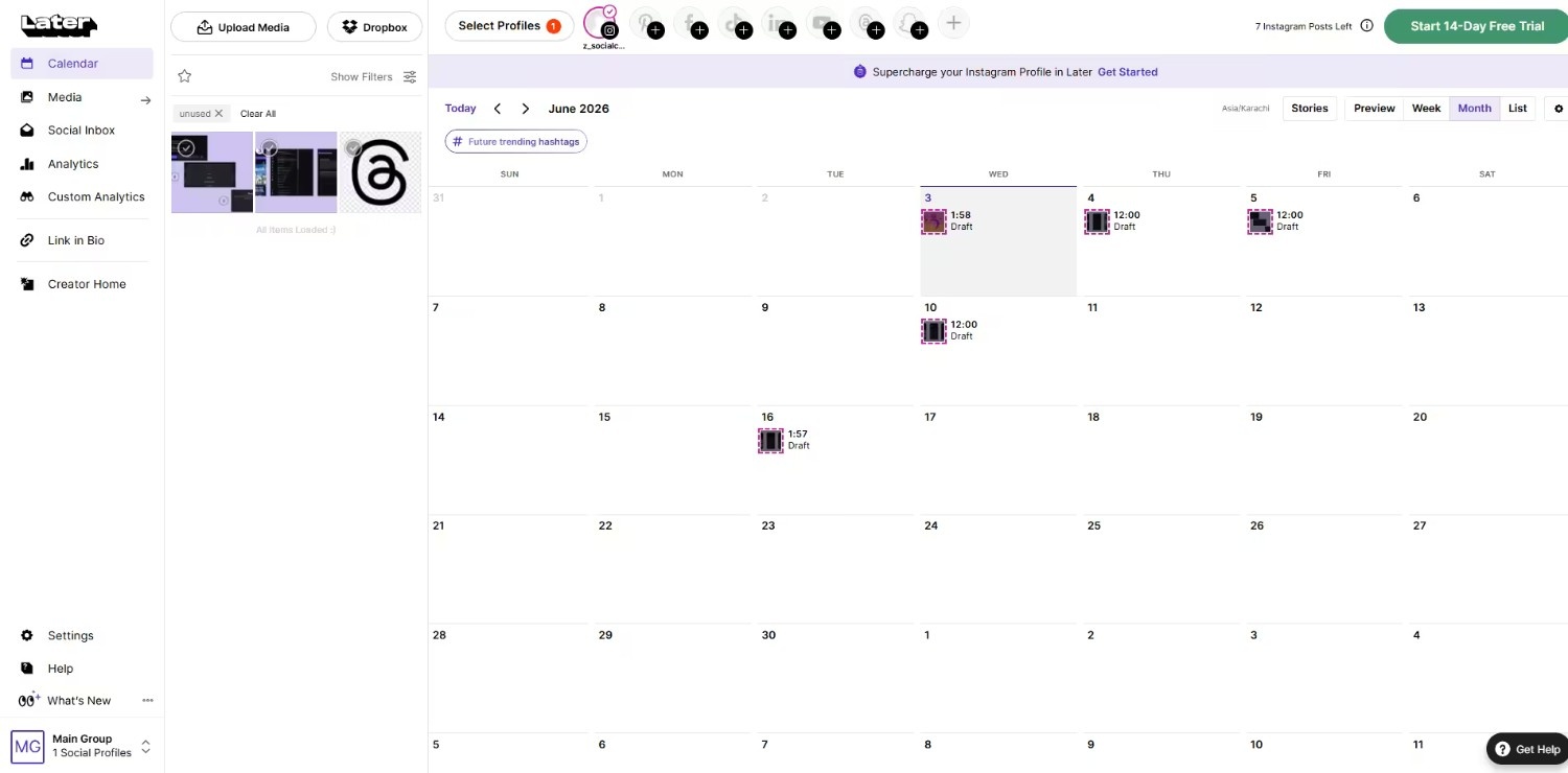 Later's Dashboard