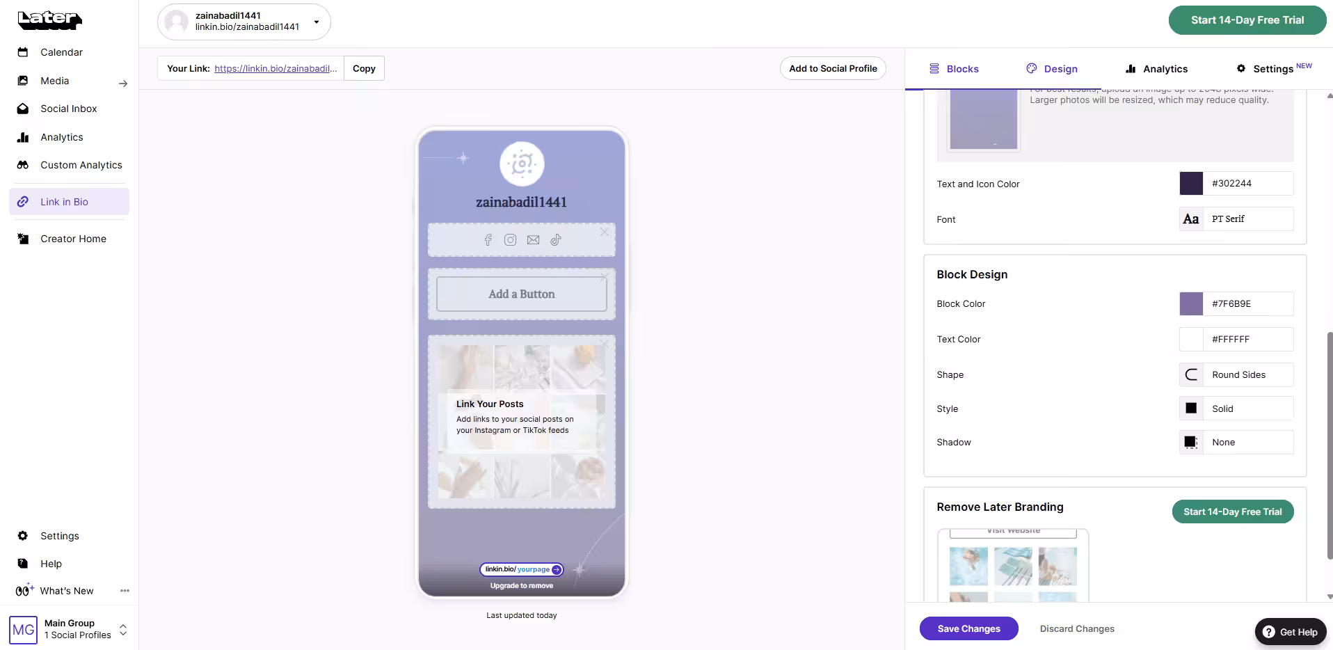 Later’s Link in Bio Page Builder