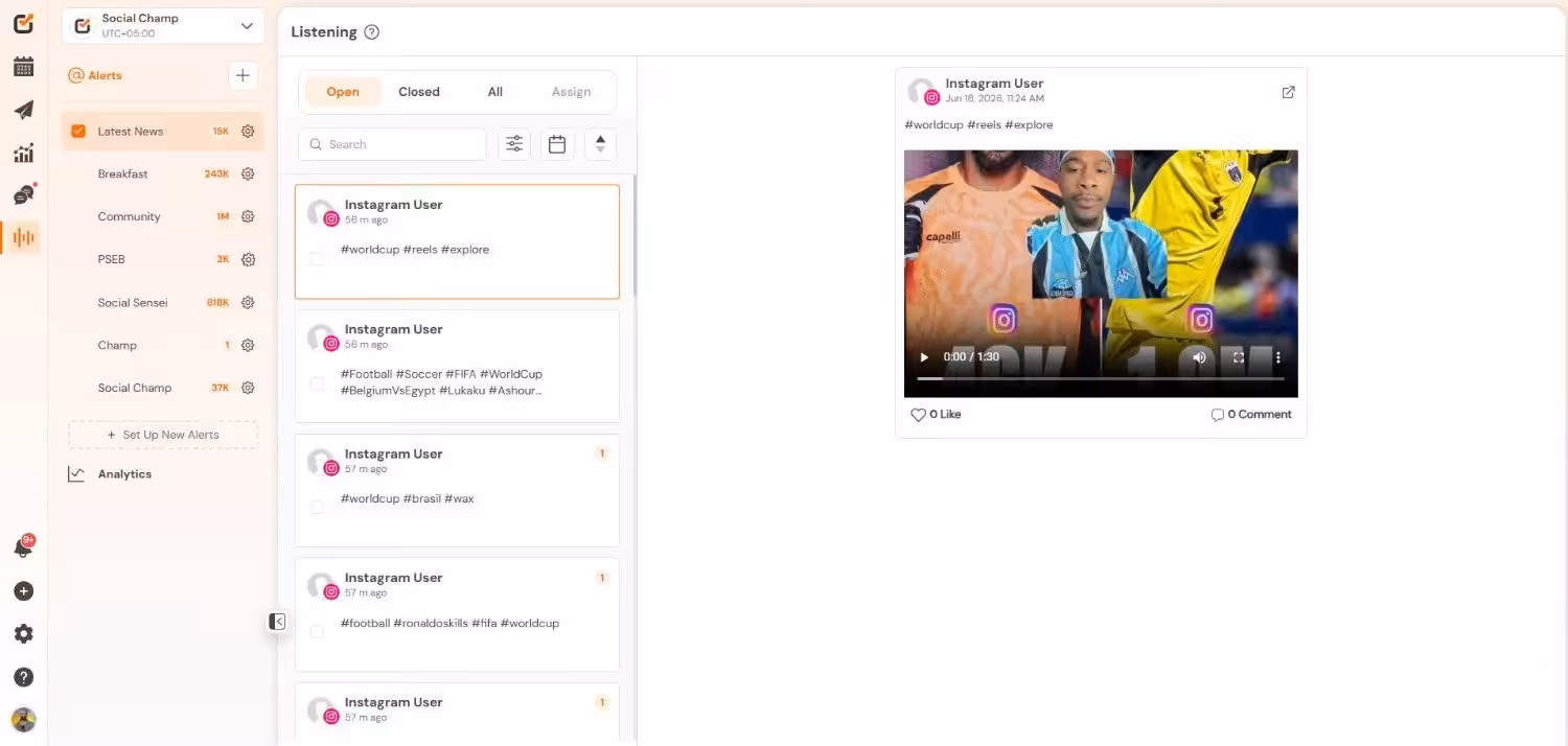 Social Champ's Listening Dashboard