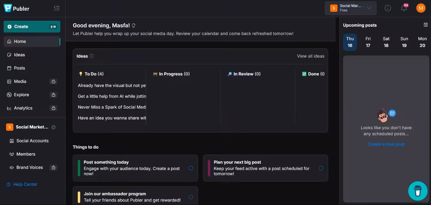 Publer's Dashboard