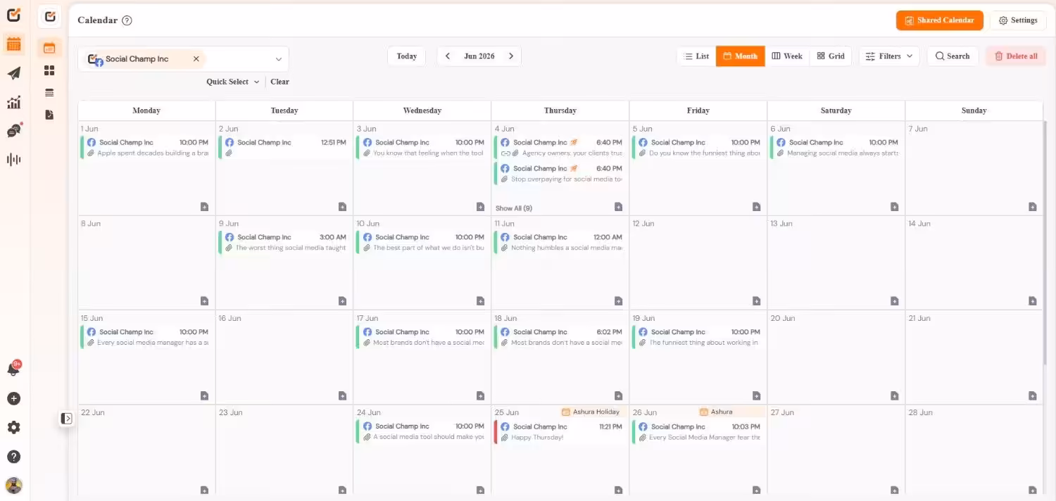 Social Champ's Calendar