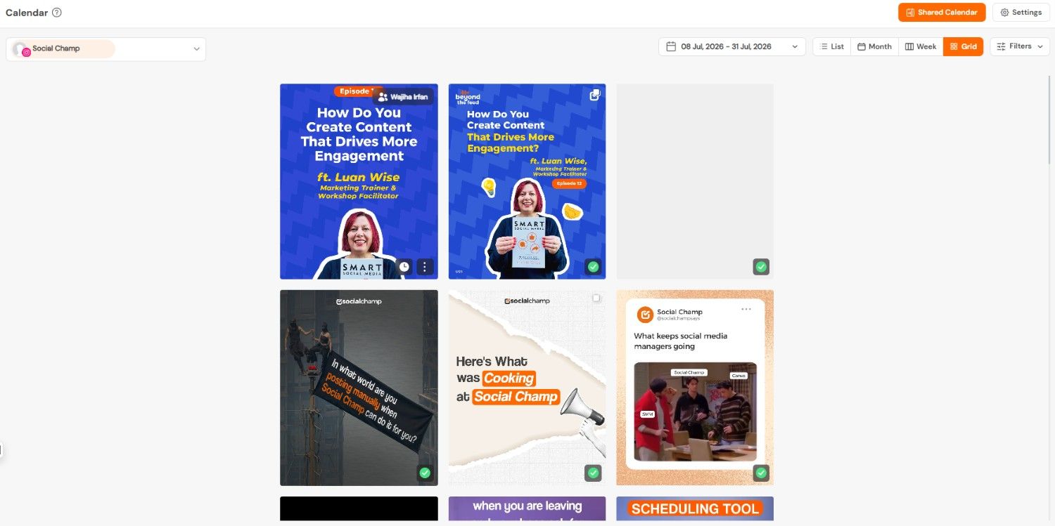 Social Champ's Instagram Grid View