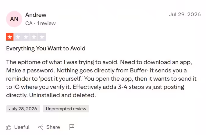 A Review of Buffer on Trustpilot