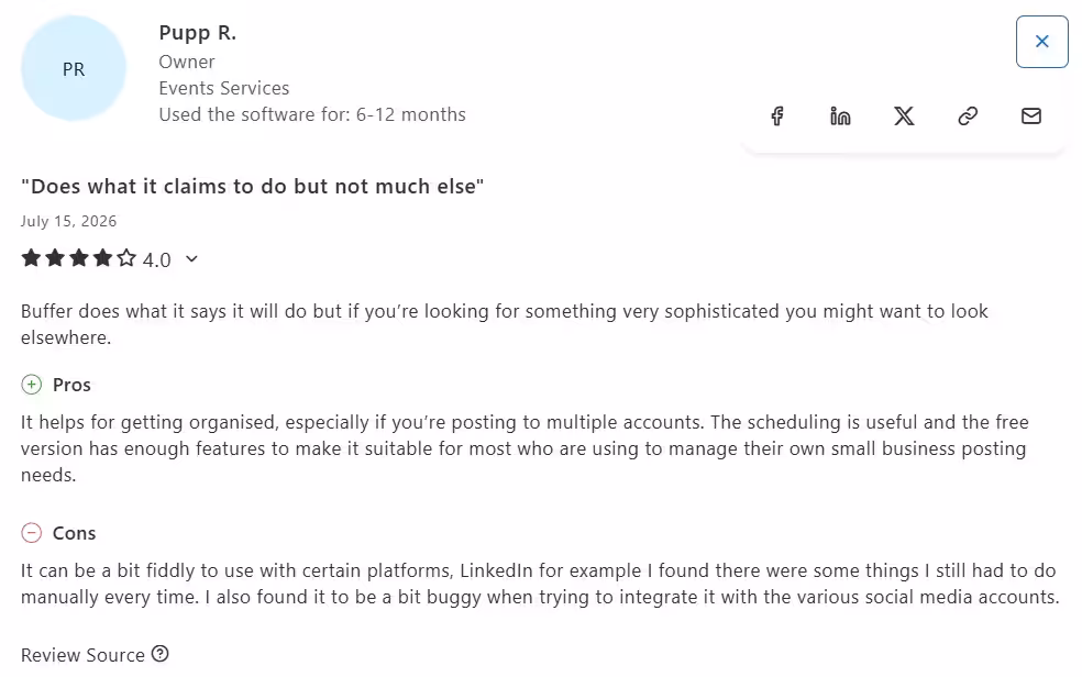 A Review of Buffer on Capterra