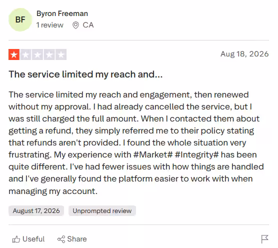 A Review of Metricool on Trustpilot