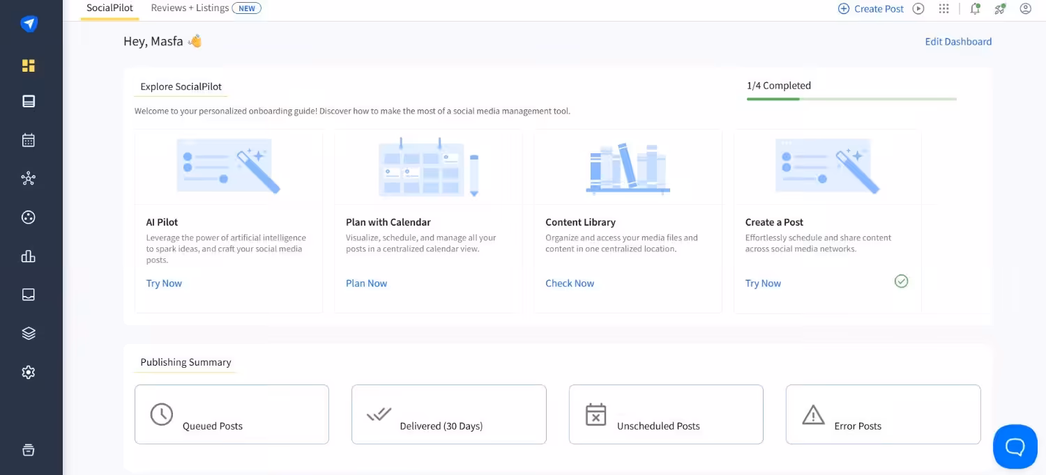 SocialPilot's Dashboard