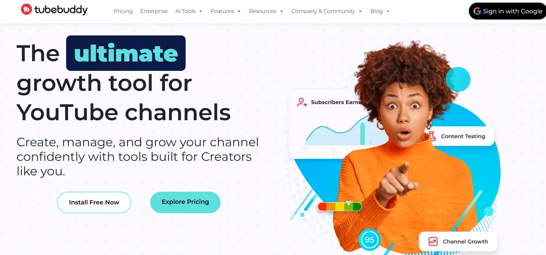 12 Best YouTube Tools To Grow Your Audience in 2026 6 Tubebuddy’s Landing Page