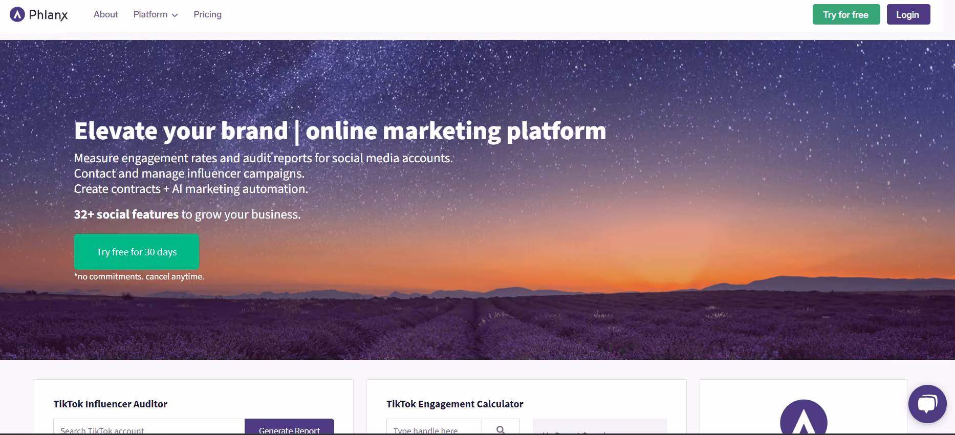 Phlanx’s Landing Page