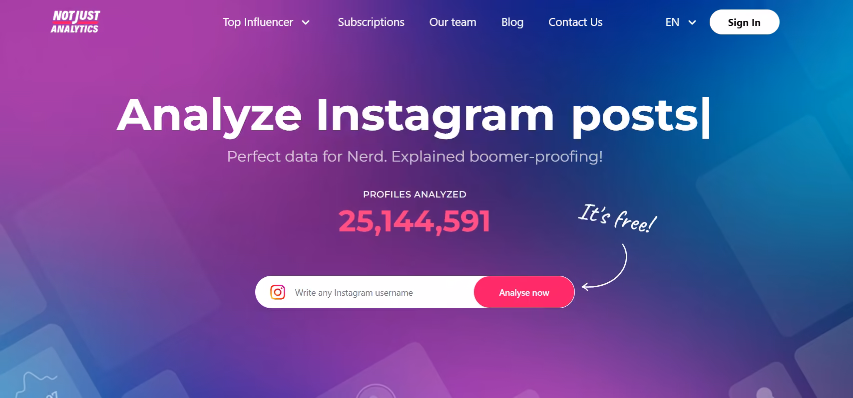Not Just Analytics Landing Page