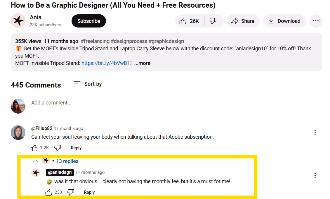 30 YouTube Hacks to Boost Your Channel in 2026 13 Example of a YouTuber Responding to the First Comment on Their Video