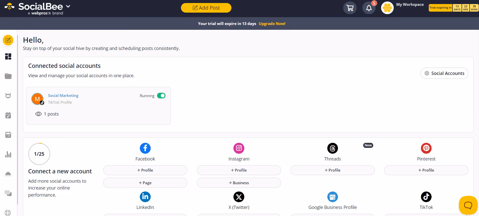 15+ Must-Have Social Media Management Software You Need in 2026 9 SocialBee's Dashboard