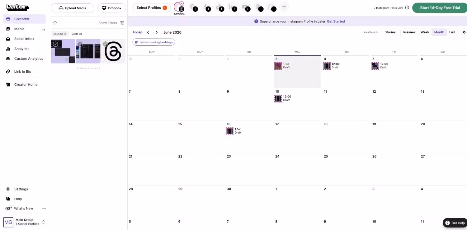 Later's Dashboard